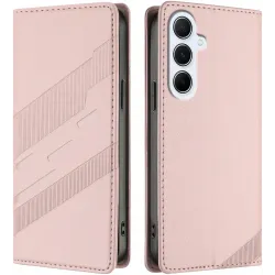 Coque portefeuille Phonesta Embossed Lines pour Samsung Galaxy A26 - Rose