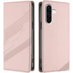 Coque portefeuille Phonesta Embossed Lines pour Samsung Galaxy A36 - Rose
