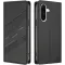 Coque portefeuille Phonesta Embossed Lines pour Samsung Galaxy A36 - Noir