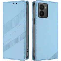 Coque portefeuille Phonesta Embossed Lines pour HMD Fusion/Fusion X1 - Bleu clair