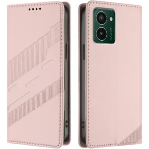 Coque portefeuille Phonesta Embossed Lines pour HMD Pulse/Pulse Plus/Pulse Pro - Rose