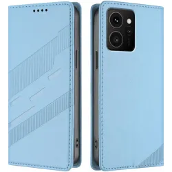 Coque portefeuille Phonesta Embossed Lines pour HMD Skyline - Bleu clair