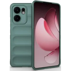 Coque arrière en silicone Phonesta GripShell pour Oppo Reno13 F 4G/5G / Reno13 FS 5G - Vert foncé