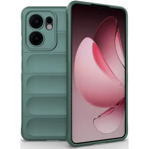 Coque arrière en silicone Phonesta GripShell pour Oppo Reno13 F 4G/5G / Reno13 FS 5G - Vert foncé