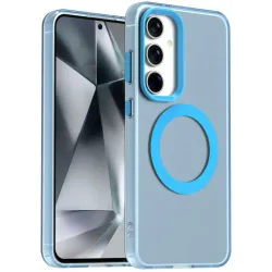 Coque arrière Phonesta HardFrost avec MagSafe pour Samsung Galaxy S25/S24 - Bleu mat