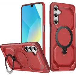 Coque arrière Phonesta IronLock anneau et MagSafe pour Samsung Galaxy A17/A16/A26 - Rouge