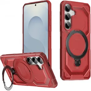 Coque arrière Phonesta IronLock anneau et MagSafe pour Samsung Galaxy S25 Plus/S24 Plus - Rouge