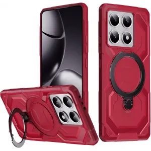 Coque arrière Phonesta IronLock anneau et MagSafe pour Xiaomi 14T - Rouge