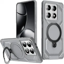 Coque arrière Phonesta IronLock anneau et MagSafe pour Xiaomi 14T Pro - Gris