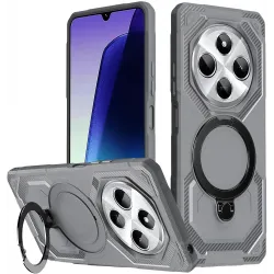 Coque arrière Phonesta IronLock anneau et MagSafe pour Xiaomi Redmi 14C / Xiaomi Poco C75 - Gris