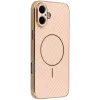 Coque arrière Phonesta Luxury Carbon Fiber avec MagSafe pour Apple iPhone 17 - Rose 0
