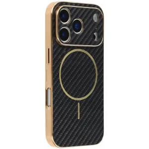 Coque arrière Phonesta Luxury Carbon Fiber avec MagSafe pour Apple iPhone 17 Pro - Noir