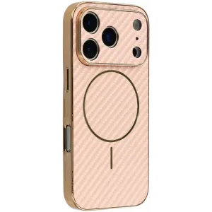 Coque arrière Phonesta Luxury Carbon Fiber avec MagSafe pour Apple iPhone 17 Pro Max - Rose