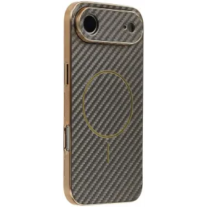Coque arrière Phonesta Luxury Carbon Fiber avec MagSafe pour Apple iPhone Air - Marron