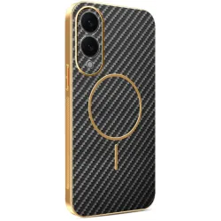 Coque arrière Phonesta Luxury Carbon Fiber avec MagSafe pour Samsung Galaxy S25 Edge - Noir
