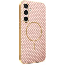 Coque arrière Phonesta Luxury Carbon Fiber avec MagSafe pour Samsung Galaxy S25 FE - Rose