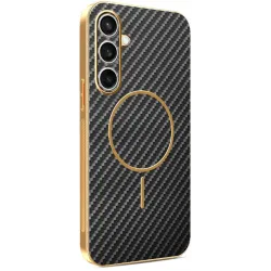 Coque arrière Phonesta Luxury Carbon Fiber avec MagSafe pour Samsung Galaxy S25 FE - Noir