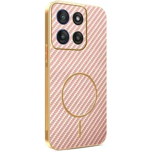 Coque arrière Phonesta Luxury Carbon Fiber avec MagSafe pour Motorola Moto G56 - Rose