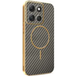 Coque arrière Phonesta Luxury Carbon Fiber avec MagSafe pour Motorola Moto G86 Power - Marron