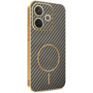 Coque arrière Phonesta Luxury Carbon Fiber avec MagSafe pour Oppo A5 Pro - Marron