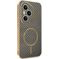 Coque arrière Phonesta Luxury Carbon Fiber avec MagSafe pour HONOR 400 Pro - Marron