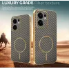 Coque arrière Phonesta Luxury Carbon Fiber avec MagSafe pour Oppo Reno13 F 4G/5G / Reno13 FS 5G - Marron 3