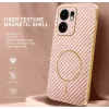Coque arrière Phonesta Luxury Carbon Fiber avec MagSafe pour Oppo Reno13 F 4G/5G / Reno13 FS 5G - Rose 1