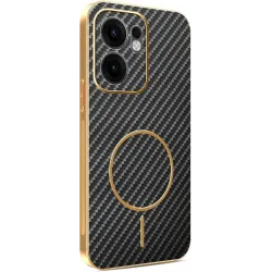 Coque arrière Phonesta Luxury Carbon Fiber avec MagSafe pour Oppo Reno13 F 4G/5G / Reno13 FS 5G - Noir