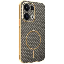 Coque arrière Phonesta Luxury Carbon Fiber avec MagSafe pour Oppo Reno13 Pro - Marron