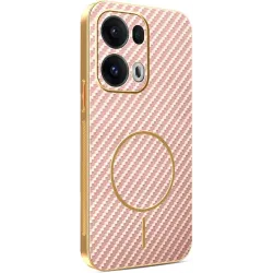 Coque arrière Phonesta Luxury Carbon Fiber avec MagSafe pour Oppo Reno13 Pro - Rose