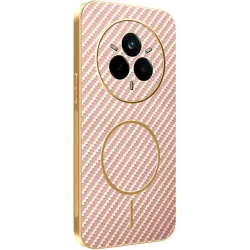 Coque arrière Phonesta Luxury Carbon Fiber avec MagSafe pour Realme 14 Pro - Rose