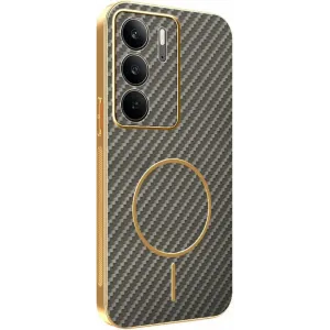 Coque arrière Phonesta Luxury Carbon Fiber avec MagSafe pour Realme 14x / C75 - Marron