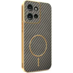 Coque arrière Phonesta Luxury Carbon Fiber avec MagSafe pour Motorola Edge 50 - Marron