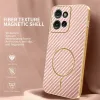 Coque arrière Phonesta Luxury Carbon Fiber avec MagSafe pour Motorola Edge 50 - Rose 2
