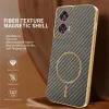 Coque arrière Phonesta Luxury Carbon Fiber avec MagSafe pour Motorola Edge 50 Fusion - Marron 2