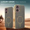 Coque arrière Phonesta Luxury Carbon Fiber avec MagSafe pour Motorola Edge 50 Fusion - Marron 4
