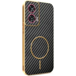 Coque arrière Phonesta Luxury Carbon Fiber avec MagSafe pour Motorola Edge 50 Fusion - Noir