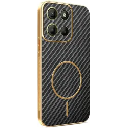 Coque arrière Phonesta Luxury Carbon Fiber avec MagSafe pour Motorola Moto G17/G17 Power/G15/G15 Power - Noir