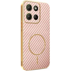 Coque arrière Phonesta Luxury Carbon Fiber avec MagSafe pour Motorola Moto G17/G17 Power/G15/G15 Power - Rose