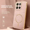 Coque arrière Phonesta Luxury Carbon Fiber avec MagSafe pour Motorola Moto G17/G17 Power/G15/G15 Power - Rose 2