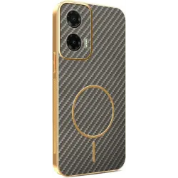 Coque arrière Phonesta Luxury Carbon Fiber avec MagSafe pour Motorola Moto G35 - Marron
