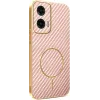 Coque arrière Phonesta Luxury Carbon Fiber avec MagSafe pour Motorola Moto G35 - Rose 0