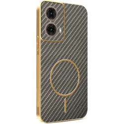 Coque arrière Phonesta Luxury Carbon Fiber avec MagSafe pour Motorola Moto G85 - Marron