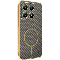 Coque arrière Phonesta Luxury Carbon Fiber avec MagSafe pour Xiaomi 14T - Marron