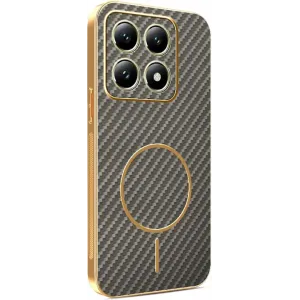 Coque arrière Phonesta Luxury Carbon Fiber avec MagSafe pour Xiaomi 14T - Marron