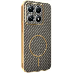 Coque arrière Phonesta Luxury Carbon Fiber avec MagSafe pour Xiaomi 14T Pro - Marron