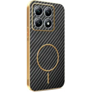 Coque arrière Phonesta Luxury Carbon Fiber avec MagSafe pour Xiaomi 14T Pro - Noir