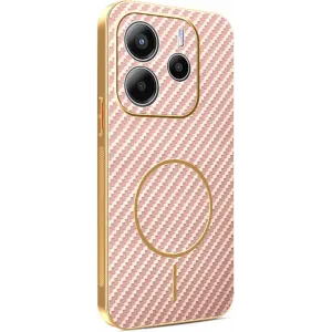 Coque arrière Phonesta Luxury Carbon Fiber avec MagSafe pour Xiaomi Redmi Note 14 5G - Rose