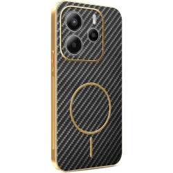 Coque arrière Phonesta Luxury Carbon Fiber avec MagSafe pour Xiaomi Redmi Note 14 5G - Noir