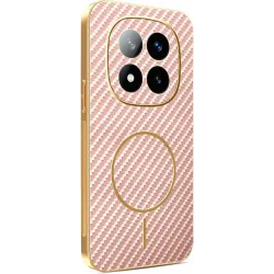 Coque arrière Phonesta Luxury Carbon Fiber avec MagSafe pour Xiaomi Redmi Note 14 Pro Plus - Rose